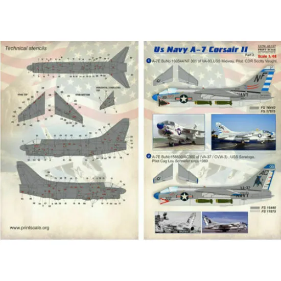 Print Scale 48-127 - 1/48 Decal for Airplane US Navy A-7 Corsair II, Part 2