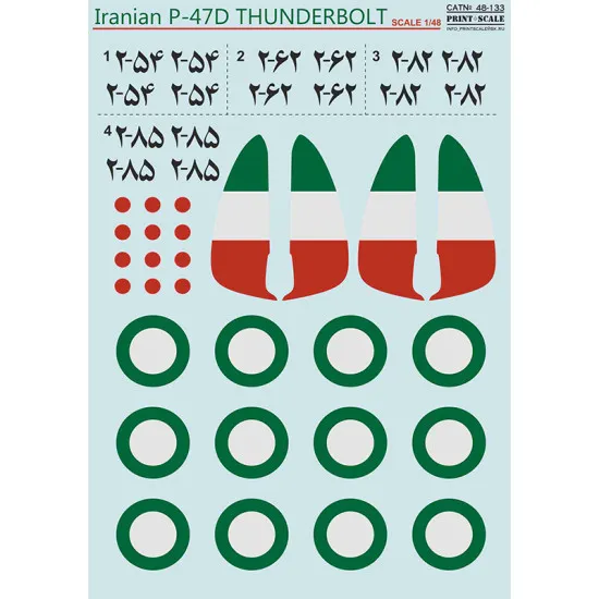 Print Scale 48-133 - 1/48 P-47D Thunderbolt, Aircraft wet decal model