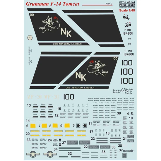 Print Scale 48-144 - 1/48 F-14 Tomcat Part 2 The complete set 2 leaf, wet decal