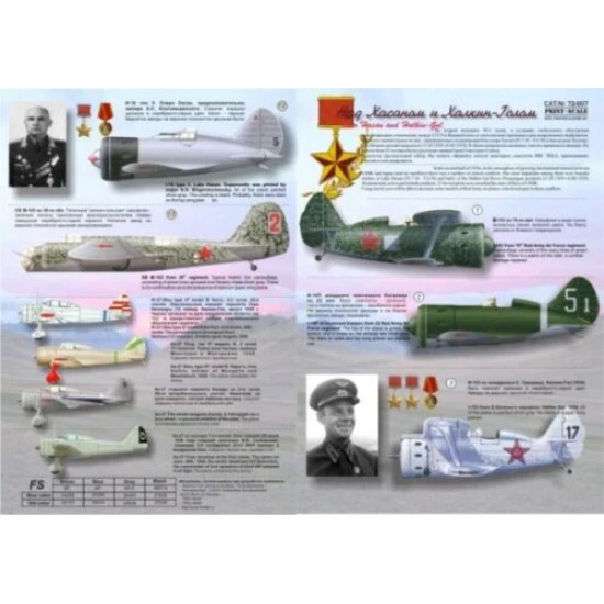 Print Scale 72-007 - 1/72 Above Khasan And Khalkin-goal, wet decal Aircraft