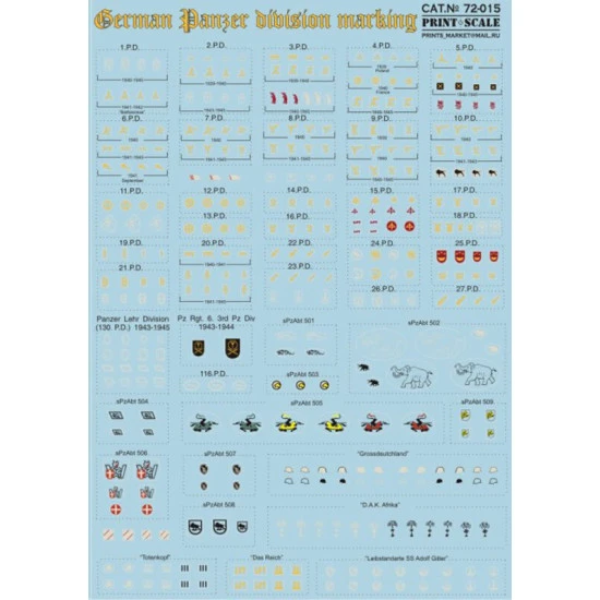 Print Scale 72-015 - 1/72 Decal For German Panzer Division Marking Aircraft