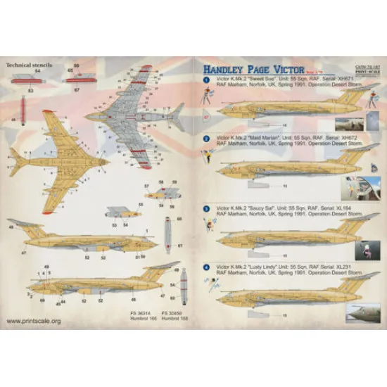 Print Scale 72-187 - 1/72 Decal for Handley Page Victor (Aircraft wet decal)