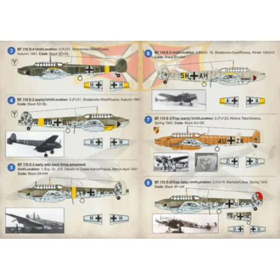 Print Scale 72-246 - 1/72 BF 110 Reconnaissance Accessories Aircraft wet decal