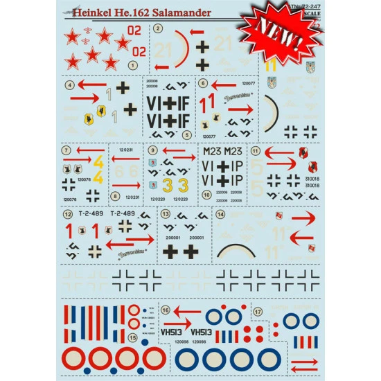Print Scale 72-247 - 1/72 He.162 Salamander Aircraft Accessorie, wet decal