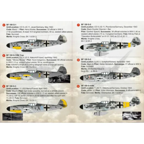 Print Scale 72-249 - 1/72 BF 109G High Altitude Aces Aircraft wet decal