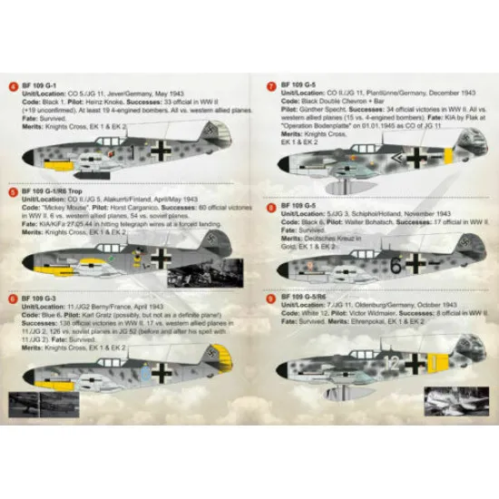 Print Scale 72-249 - 1/72 BF 109G High Altitude Aces Aircraft wet decal