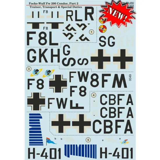 Print Scale 72-250 - 1/72 Focke-Wulf FW 200 Condor, Part 2, Aircraft wet decal