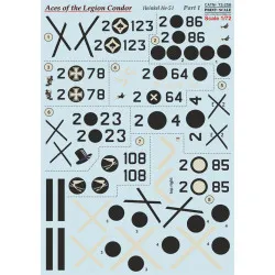 Print Scale 72-258 - 1/72 Heinkel He-51 Aces of hhe Legion Condor Part 1, decal