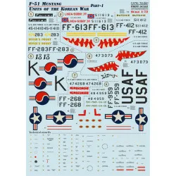 Print Scale 72-261 - 1/72 Airplane F-51 Mustang, Korean War, Part 1, wet decal