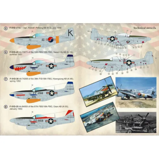 Print Scale 72-261 - 1/72 Airplane F-51 Mustang, Korean War, Part 1, wet decal