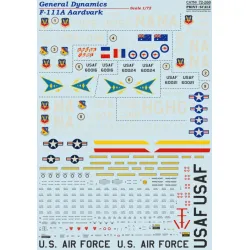 Us Stock Print Scale 72-268 - 1/72 F-111a Aardvark, Aircraft Wet Decal