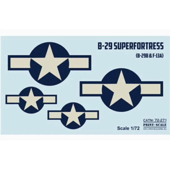 Print Scale 72-271 - 1/72 B-29 Superfortress, Part 1, Aircraft wet decal