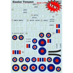 Print Scale 72-273 - 1/72 Decal For Hawker Tempest, (Aircraft wet decal)
