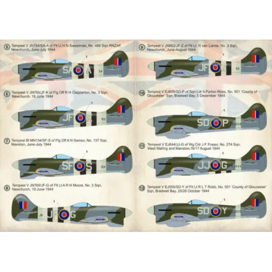 Print Scale 72-273 - 1/72 Decal For Hawker Tempest, (Aircraft wet decal)