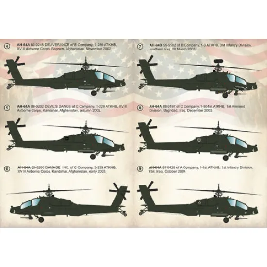 Print Scale 72-282 - 1/72 Mcdonnell Douglas Ah-64 Apache, Aircraft wet decal
