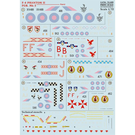 Print Scale 72-285 - 1/72 F-4 Phantom II Fgr.mk 2 Part-2, Aircraft wet decal