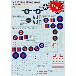 Print Scale 72-286 - 1/72 V1 Flying Bomb Aces Mustang, Aircraft wet decal