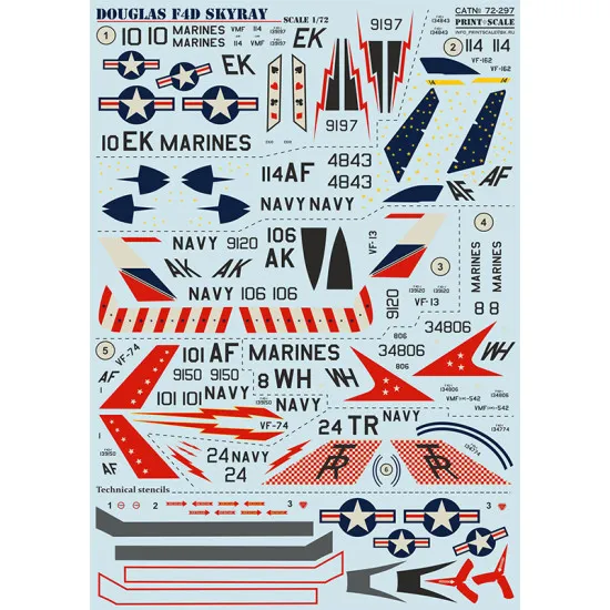 Print Scale 72-297 - 1/72 Douglas F4DF-6 Skyray In the complete set 2 sheets wet