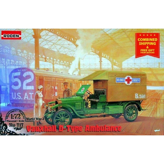 Vauxhall D-type Red cross Ambulance Car 1/72 Roden 717