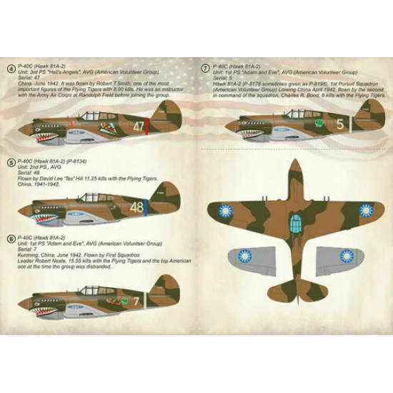 Print Scale 72-323 - 1/72 Curtiss P-40 C/CU part 2, Aircraft wet decal model