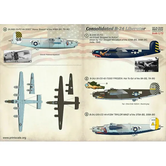 Print Scale 72-324 - 1/72 B-24 Liberator Part 2 In the complete set 1,5 sheets