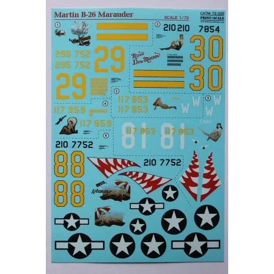 Print Scale 72-325 - 1/72 B-26 Aircraft wet decal model in scale