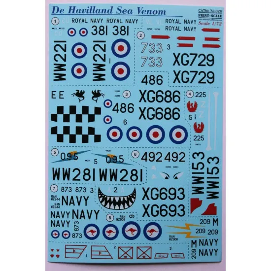 Print Scale 72-326 - 1/72 De Hevilland Sea Venom Aircraft wet decal model scale
