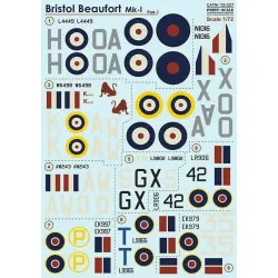 Print Scale 72-327 - 1/72 Bristol Beaufort Part 1 Aircraft wet decal model scale