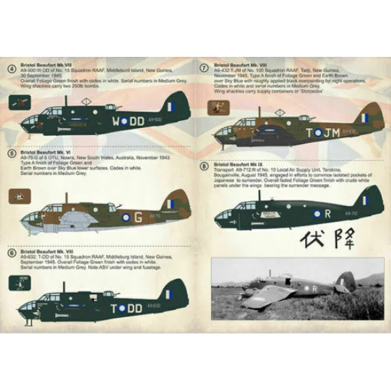 Print Scale 72-328 - 1/72 Bristol Beaufort Part 2 Aircraft wet decal model scale