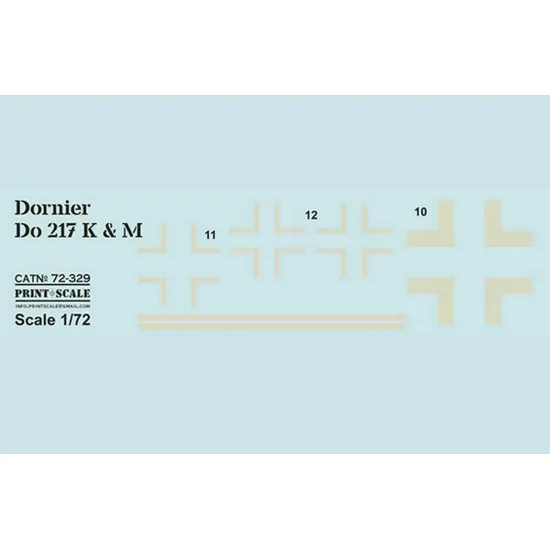 Print Scale 72-329 - 1/72 Dornier Do-217 K&M In the complete set 1.5 sheets