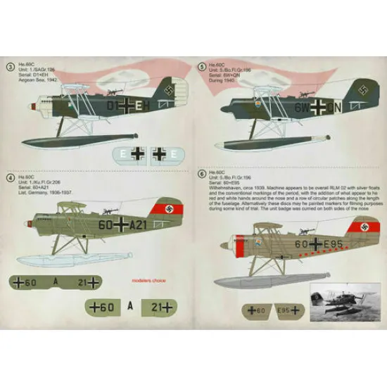 Print Scale 72-330 - 1/72 Heinkel He 60 part 1 Aircraft wet decal model in scale