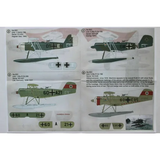 Print Scale 72-330 - 1/72 Heinkel He 60 part 1 Aircraft wet decal model in scale