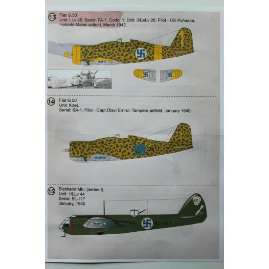 Print Scale 72-332 - 1/72 Finnish Air Force in the Winter war Aircraft wet decal