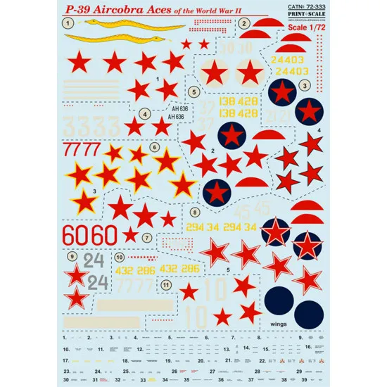 Print Scale 72-333 - 1/72 P-39 Aircobra Aces of the World War II, wet decal