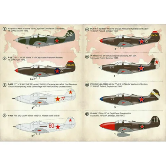 Print Scale 72-333 - 1/72 P-39 Aircobra Aces of the World War II, wet decal