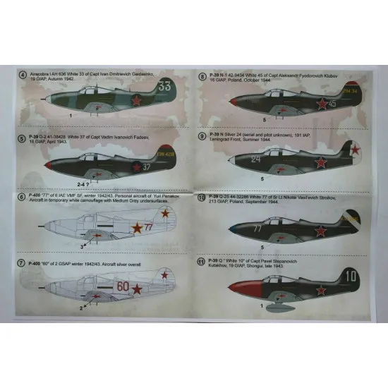 Print Scale 72-333 - 1/72 P-39 Aircobra Aces of the World War II, wet decal