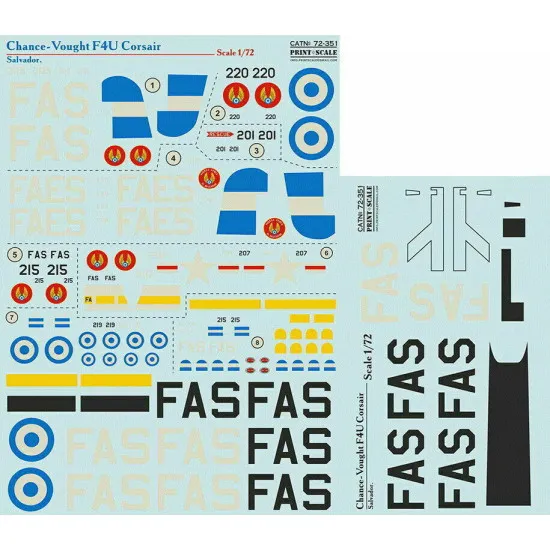 Print Scale 72-351 - 1/72 F4U Corsair. Salvador. In the complete set 1,5 sheets