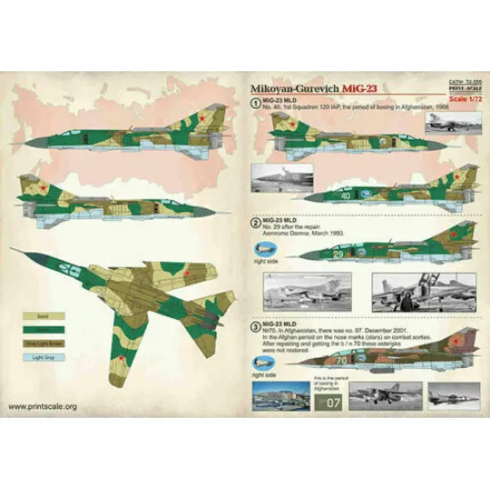 Print Scale 72-355 - 1/72 NEW Mikoyan-Gurevich MiG-23, Aircraft wet decal model