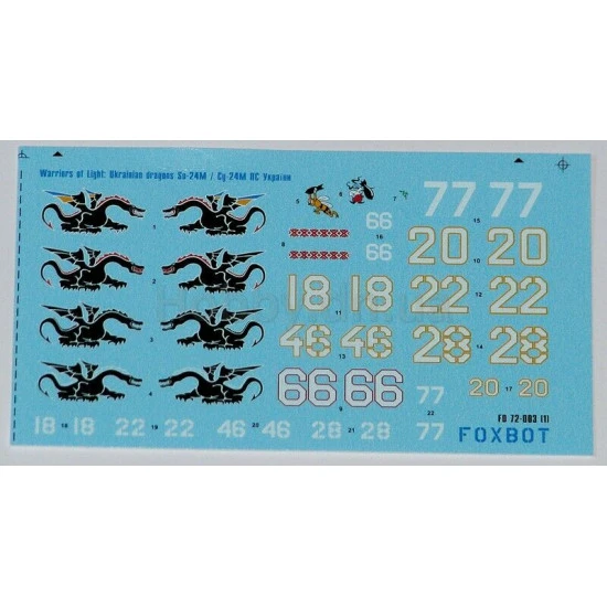 Foxbot 72-003 - 1/72 Decal for Sukhoi SU-24M, Ukrainian Air Forces 72-003
