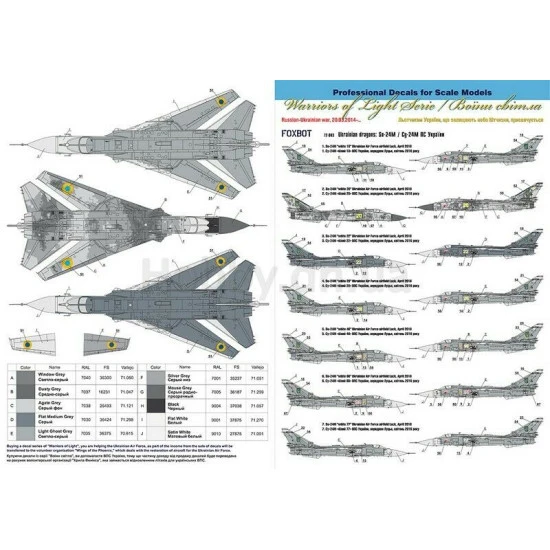 Foxbot 72-003 - 1/72 Decal for Sukhoi SU-24M, Ukrainian Air Forces 72-003