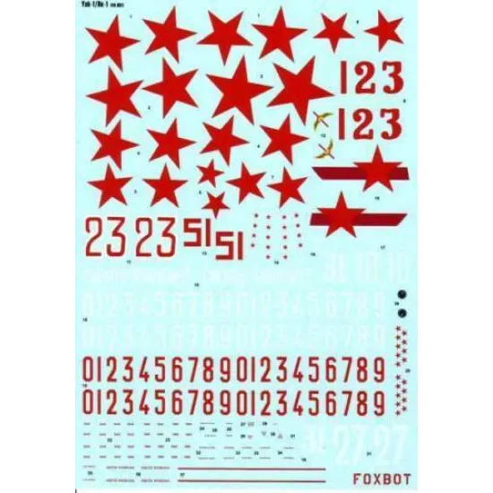 Foxbot 48-001 - 1/48 Decal for Soviet Fighter Yakovlev YAK-1 and YAK-1 EARLY