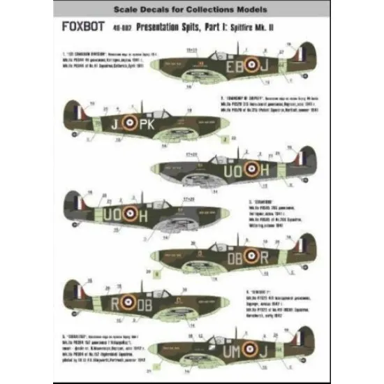 Foxbot 48-002 -1/48 British Supermarine Spitfire MK II Presentation Spits Part 1