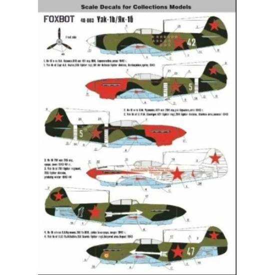 Foxbot 48-003 - 1/48 Decal for Soviet Fighter Yakovlev YAK-1B Scale Accessories