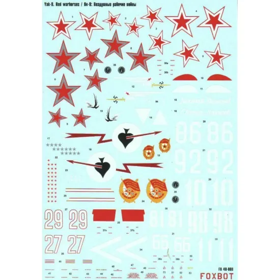 Foxbot 48-008 - 1/48 Interceptor and Fighter Aircraft YAK-9 Red Warhorses Scale