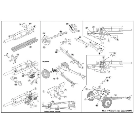 US 105mm Howitzer M2A1 w/M2 Gun Carriage 1/72 ACE 72530