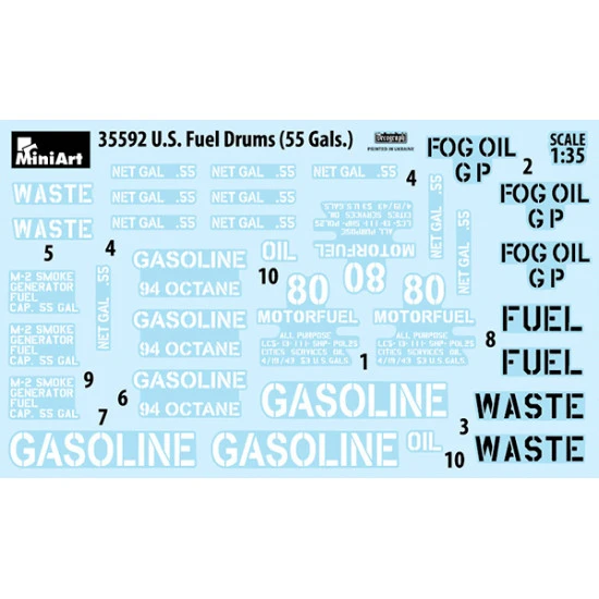 U.S Fuel Drums 55 Gals 1/35 Miniart 35592