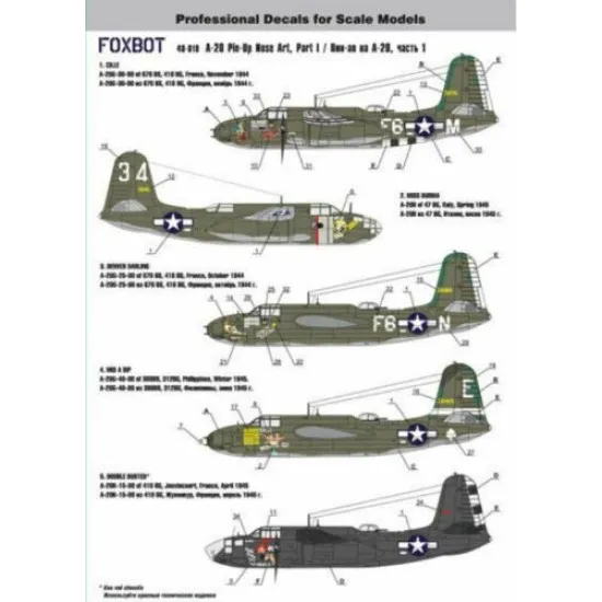 Foxbot 48-019 - 1/48 Douglas A-20 Boston Pin-Up Nose Art and Stencils Part 1