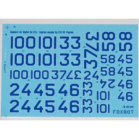 Us Stock Foxbot 48-025 - 1/48 Decals Numbers For Sukhoi Su-27s, Ukrainian Air Forces