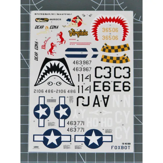 Foxbot 48-060 - 1/48 North American P-51 Mustang Nose art, Part 1 Decals scale Foxbot 48-060 - 1/48 North American P-51 Mustang Nose art, Part 1 Decals scale