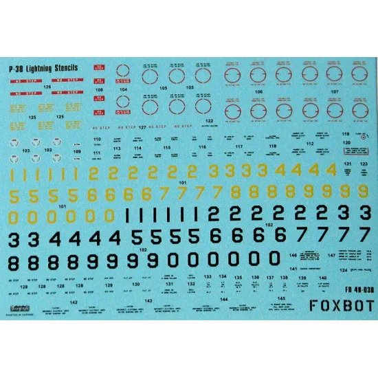 Foxbot 48-030 - 1/48 Decals for Stenchils for P-38 Lightning Scale Accessories